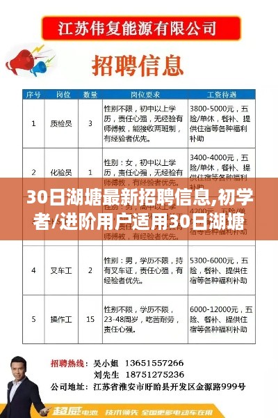 30日湖塘最新招聘信息大全，初学者与进阶用户的求职攻略