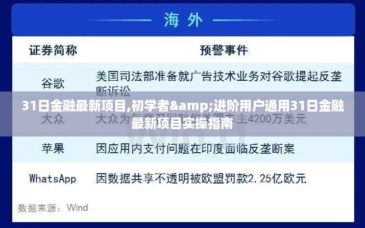 初学者与进阶用户通用，31日金融最新项目实操指南