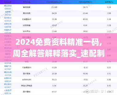 2024免费资料精准一码,周全解答解释落实_速配制58.303