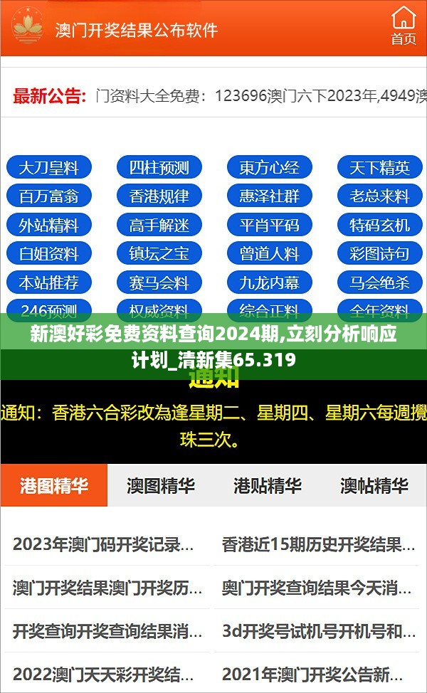 新澳好彩免费资料查询2024期,立刻分析响应计划_清新集65.319