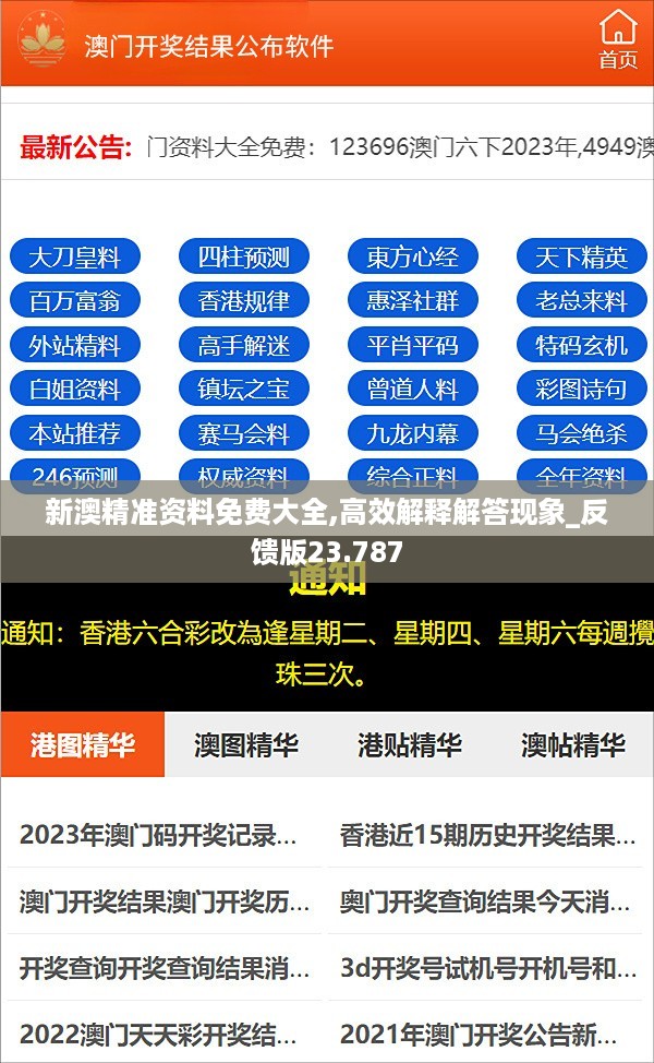 新澳精准资料免费大全,高效解释解答现象_反馈版23.787