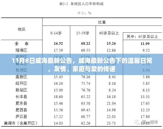 威海最新公告下的温馨日常，友情、家庭与爱的传递时刻（11月8日）