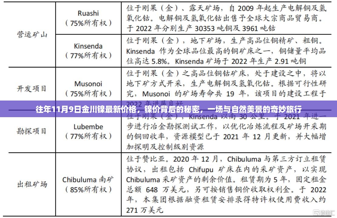 揭秘金川镍最新价格与背后的秘密，自然美景中的奇妙旅行探秘